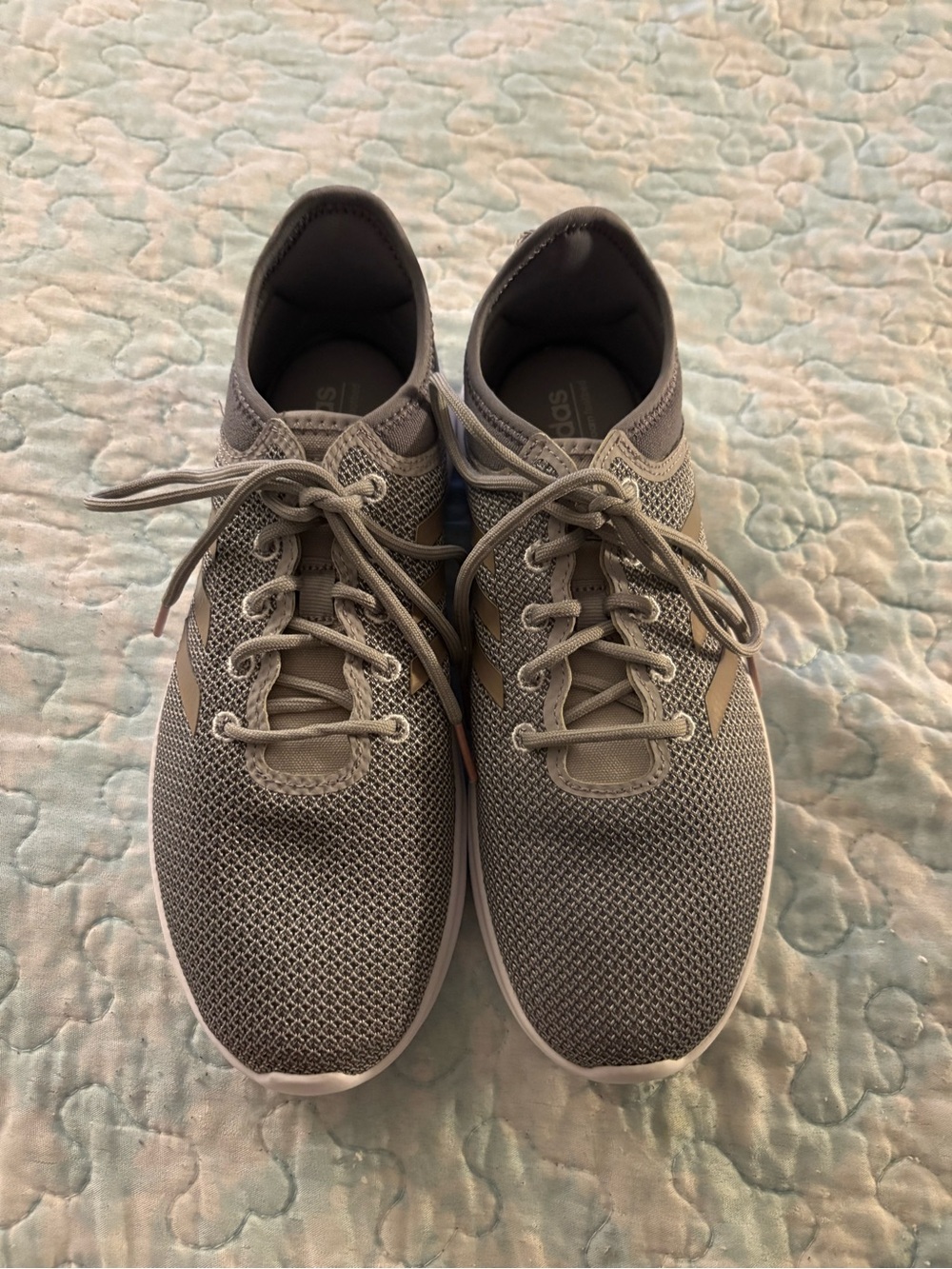 Adidas Light Grey Knit Lace-Up Sneakers